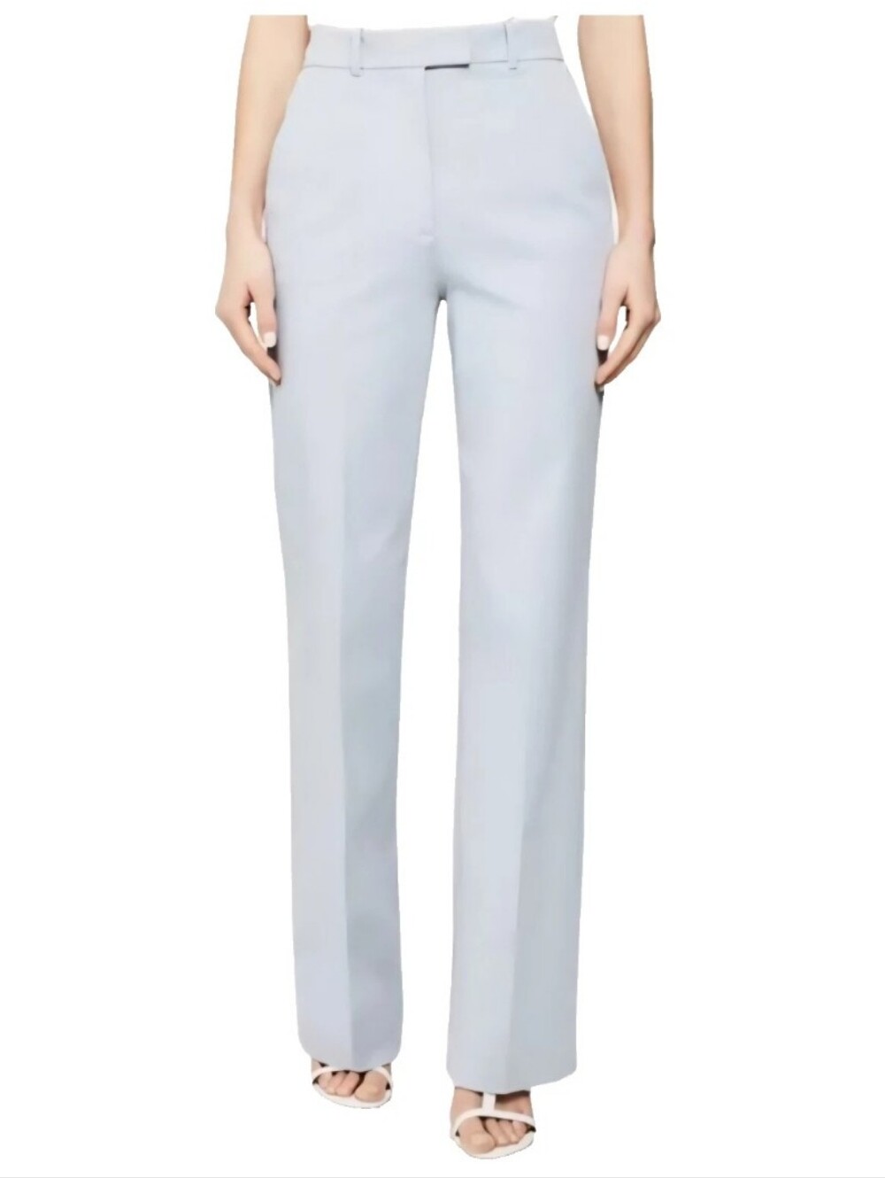 REISS Grace Wide Leg Pants NWT Sz 0 Pale Blue Stretch Cotton Trousers